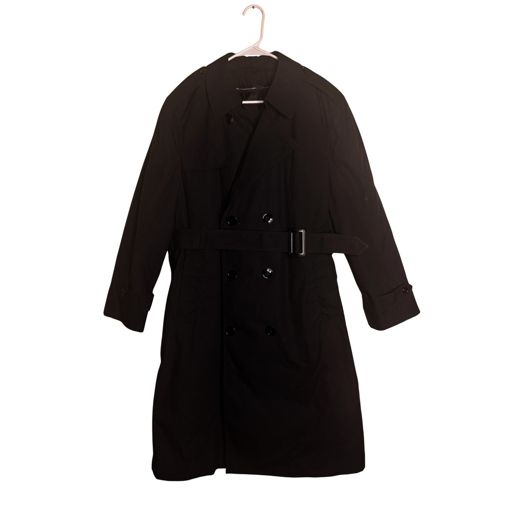 DSCP Trench Coat Mens Belted Double Breasted 40S Black Good
